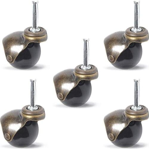 2 inch Swivel Caster Wheels Antique Ball Caster with Long Stem Total 330lbs Capacity for Furniture Replacement (Caster Set of 5)