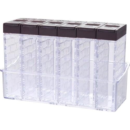6pcs Box Spice Rack Holder Plastic Acrylic Wall Storage Kitchen Organizer Rack
