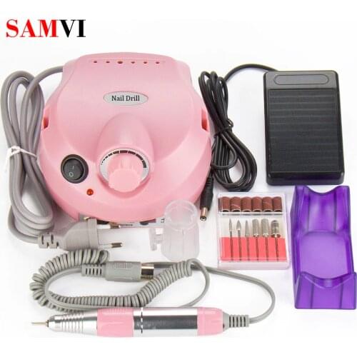 SAMVI 30000RPM Black Nail Art Drill Nail Equipment Manicure Tools Pedicure Acrylics Grey Electric Nail Art Drill Pen Machine Set