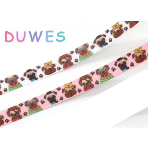 DHK 3/8'' 50yards dogs Printed Grosgrain Ribbon Accessory hairbow headwear DIY decoration OEM 9mm S1114