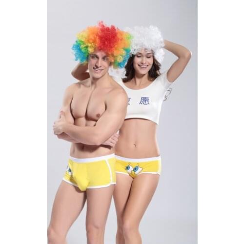 Breathable cartoon male womens lovers panties Couple underwear Lovers underwear cartoon couple 2pcs/set