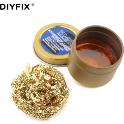 Rosin Flux with Welding Soldering Solder Iron Tip Cleaner Cleaning Steel Wire Brush Soldering Paste Set Cleaning Repair Tool Kit