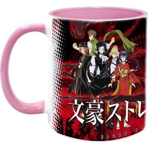 BUNGOU STRAY DOGS Coffee Mug Pink Ceramic Creative Milk Tea Cup Office Water Cup Home Milk Mug