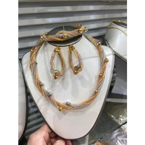 Luxury Wedding Jewelry Set 24K Gold Plated Necklace Set Nigerian Jewelry Set Women Necklace Earring Wedding Fashion Jewelry Set