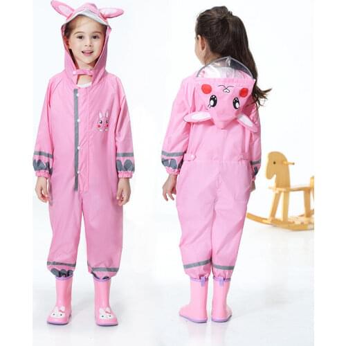 Cute Raincoat for Children Reflective Kids Raincoat Hooded Rainsuit Rainwear for Boy Girl Students 0.9-1.3 Meters Raincoat Kids