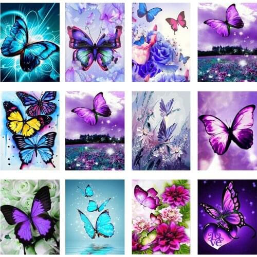 5D DIY Diamond Painting Kit Butterfly Diamond Embroidery Mosaic Animal Pictures Of Rhinestones Full Round Kit Art Home Gift