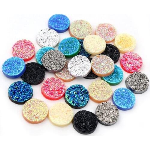 New Fashion 50pcs 12mm Mix Color Ore Style Flat Back Resin Cabochons Cameo