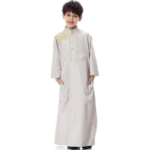 New Fashion High quality Muslim Islamic Clothing for Children Arabia Jubba Thobe plus size dubai boys Kaftan Abaya clothing