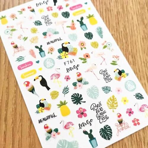 Newest F-761 summer design 3D nail sticker decal stamping back gule DIY nail decoration tools