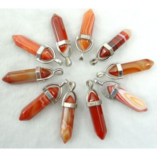 Natural stone Quartz crystal Turquoises Agates pillar charms chakra Pendant for diy Jewelry making necklace Accessories20pcs