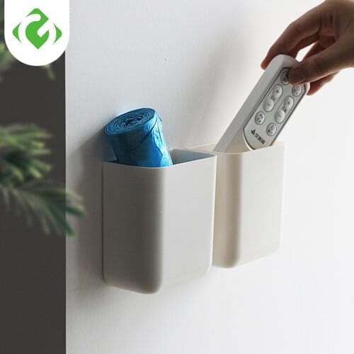 Wall Mount Punch Free Storage Rack Shelf Air Conditioner Remote Control Storage Case Phone Holder Bath Kitchen Container Boxes