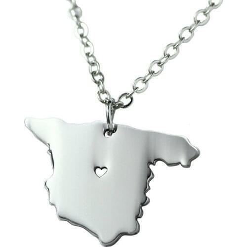 Europe And The United States Popular, Spain Map Stainless Steel Necklace Pendant New Accessories