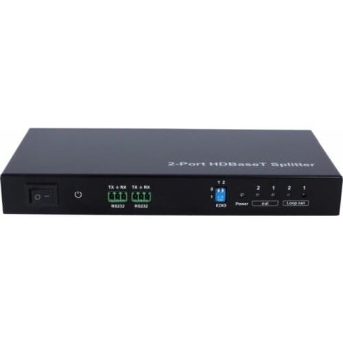 PUZHIJIE 4K HDBaseT Splitter Supports POC RS232 100M Pass through 1x2 HDBaseT splitter extender over cat5e/6 cable