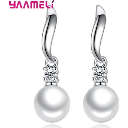 925 Sterling Silver Natural Pearl Drop Earrings For Women/Girls New Attractive Romantic While Pearl Jewelry Earrings Wholesale