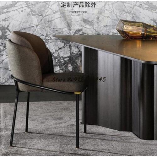 Nordic Light Luxury Dining Chair Home Backrest Fabric Italian Minimalist Net Red Makeup Stool Designer Hotel Cafe Chair