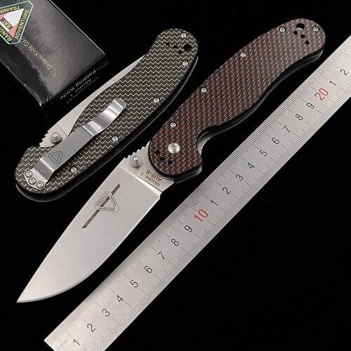 NEW Rat 1 AUS 8 steel Blade Carbon Fiber Handle Folding Blade Tactical Survival Camping hunt tool outdoor kitchen knife