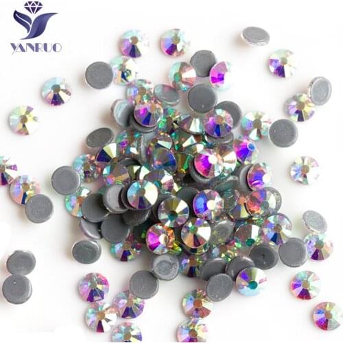 YANRUO 2058HF SS16 3.8-4.0mm Crystal AB HotFix Rhinestones Crystals And Stones Iron On Rhinestones Stones For Clothes