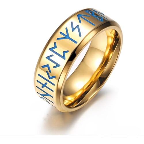 Viking Ring Nordic Rune Letters Men and Women Titanium Steel Luminous Luminous Ring Nordic Style Jewelry