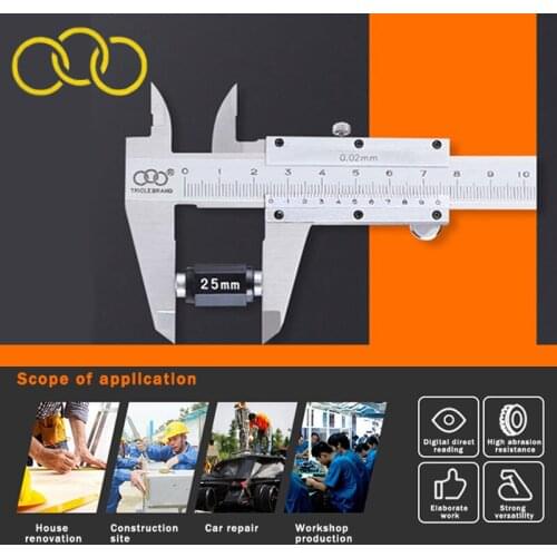 TRICLE Vernier Calipers 0-150mm Stainless Steel Vernier Caliper Micrometer High Precision Gauge Metal Measuring Tool Clear Scale