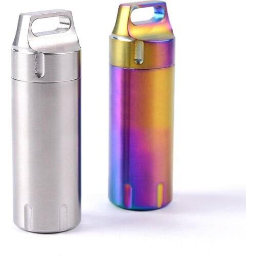 H997 Waterproof medicine bottle mini portable key chain stainless steel sealed cans first aid kit outdoor supplies