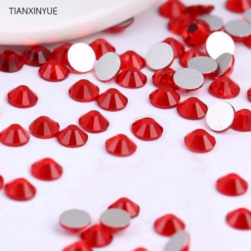 TIANXINYUE ss3-ss30 Light Siam Crystal nail Rhinestones Non Hot Fix FlatBack glue on Fabric Phones rhinestone