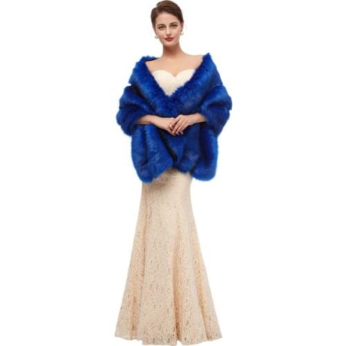 2019 New Fur Shawl Wedding Wrap Women Winter 3/4 Length Sleeves Bridal Wraps Warm Fur Boleros Bridal Jacket Elegant Evening Coat