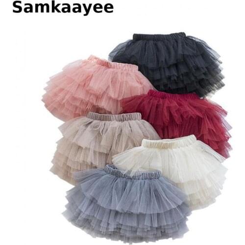2-9y Tutu Fluffy Skirt Baby Girls Summer Kids Cake Skirt Pettiskirt Princess Ballet Dance Clothes Mesh Party Children Clothing 2