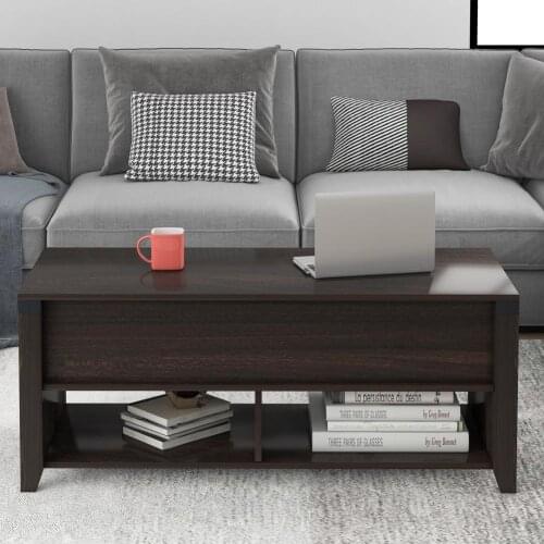 Coffee Table High Stability Smooth Surface Medium Density Fiberboard End Table with Storage Open Shelf for Home