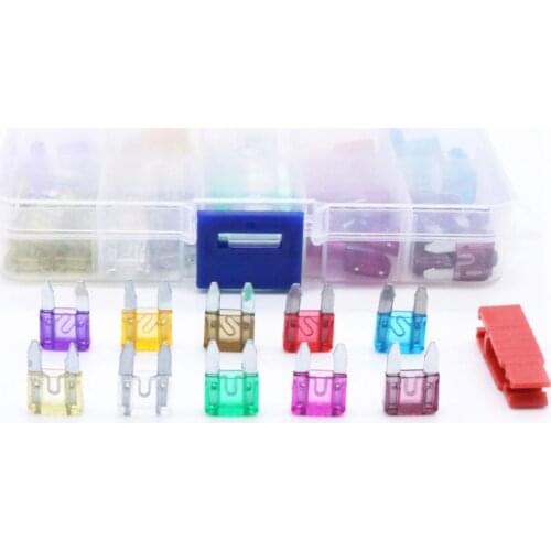 100pcs Car Auto Mini Fuses Kit 3A 10A 25A 35A 40A 10 Sizes Assortment