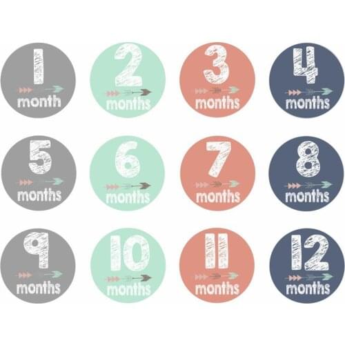 12Pcs 1-12 Month Clothes Stickers Newborn Baby Infant Photography Props Decor For Growth of the Baby Newborn Photography Props