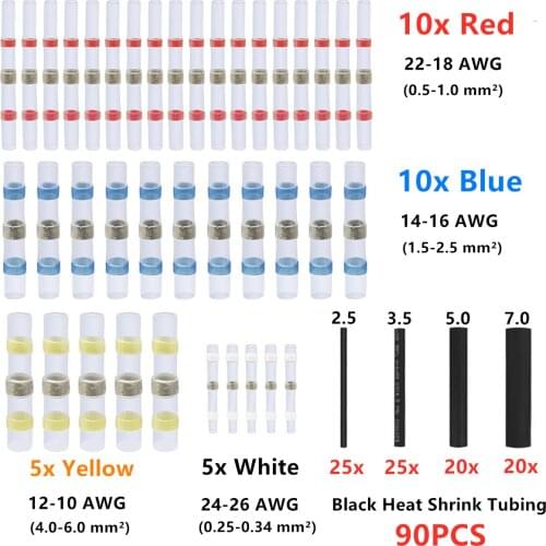 120PCS Assortment Heat Shrink Sordering Crimp Terminals Waterproof Insulated Solder Sleeve Tube Electrical Wire Connectors Kit