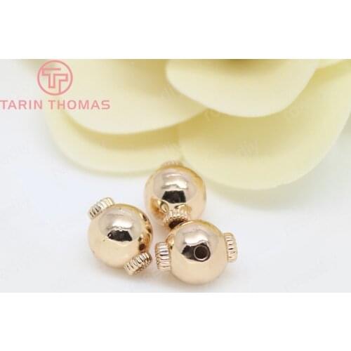 6PCS 8x10MM 10x12MM 24K Champagne Gold Color Plated Brass 3 holes Spacer Beads Bracelet Beads High Quality Jewelry Accessories