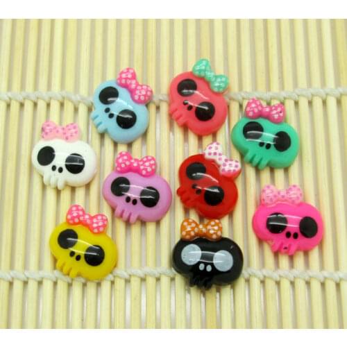 50Pcs Mixed Resin Skull Decoration Crafts Kawaii Bead Flatback Cabochon Fridge Magnet Scrapbook DIY Accessories Buttons