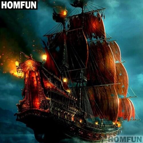 HOMFUN Full Square/Round Drill 5D DIY Diamond Painting "Pirate Ship" 3D Embroidery Cross Stitch 5D Home Decor Gift A01385