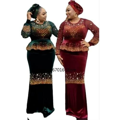 Velvet African Dresses for Women 2021 Bodycon Long Maxi Dress African Clothes Dashiki Sexy Robe Longue Africaine Femme Vestidos