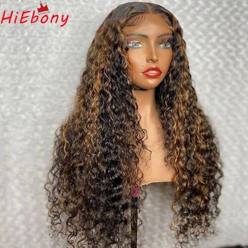Glueless Human Hair Full Lace Front Wig Highlight Curly Pre plucked Remy Hair Deep Parting HD Transprent 13x4 Lace Front Wigs