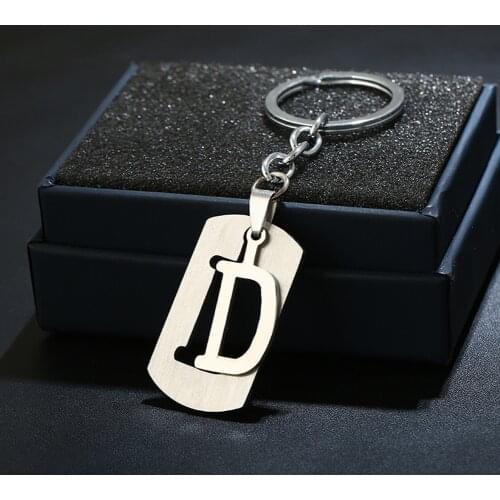 DIY A-Z Letters key Chain Car Men Metal Keychain Ring Women Car Key Ring Simple Silver Color Letter Name Key chain Party Gift