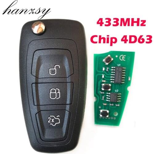3 Button 433Mhz 4D63 Chip Car Flip key For Ford Focus Fiesta Keyless Entry Fob Complete Folding Remote Key Case HU101 Blade