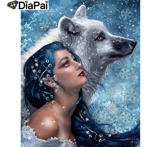DIAPAI Square Round Drill 5D Diamond Painting Environmental Crafts Full Diamond Embroidery "Wolf beauty" Home decor A25251