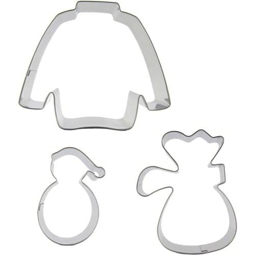 Long Sleeve T-shirt,Small snowman, Cloth Bag 3 piece biscuit cutting molds, baking tools, cake decorating soft candy tool