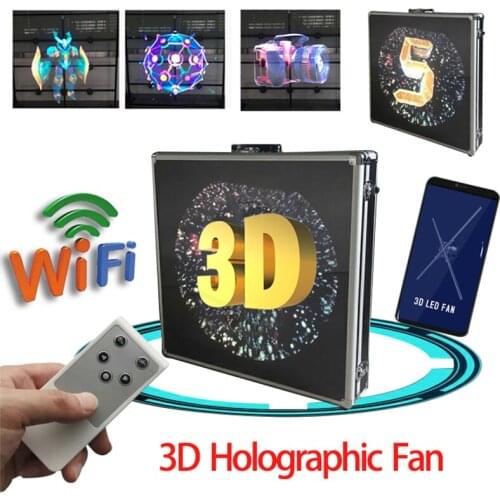 Holographic 3d projection fan advertising machine naked eye stereoscopic no screen 42/50/56cm special cover suitcase display box