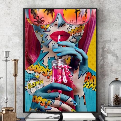 Graffiti Sunglasses Beauty Decorative Painting Modern Creative Color Home Art Living Room Canvas Painting Home Decor Painting