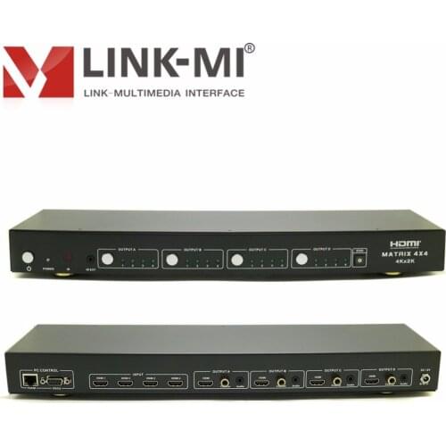 LINK-MI HDMI 4x4 Video Matrix Switcher with ARC compliant with HDMI2.0/HDCP2.2 support 4kx2K 3D Professional Switch
