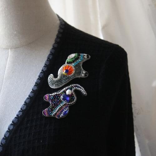 Fashion elephant beaded patches for clothing DIY Sew on patch embroidery applique parche ropa