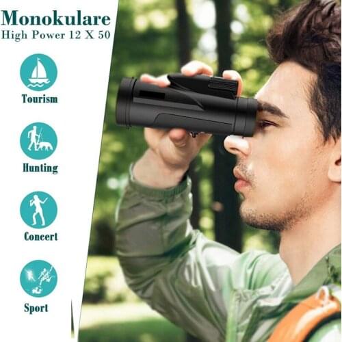 12X50 Monocular Telescope Monocular with Phone Clip Holder Tripod for Bird Watching Hunting Camping Hiking Camping