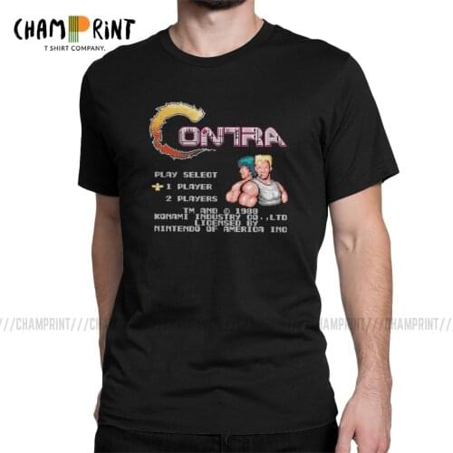Contra NES Retro Video Game Mens T Shirts Funny Tees Short Sleeve Round Neck T-Shirt 100% Cotton Birthday Gift Tops