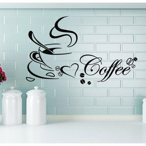 New Coffee Vinyl Kitchen Wall Stickers Wallpaper Decoration For Home Coffee Shop Window Decor Stickers Mural