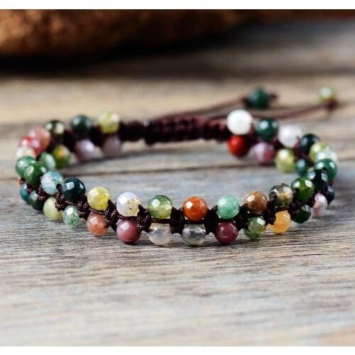 New Faceted India Onyx Braided Bracelet Handmade String Friendship Bracelet Knot Boho Bohemian Bracelet Dropshipping