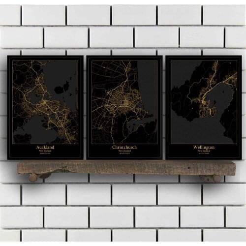Auckland Christchurch Wellington New Zealand Map Poster