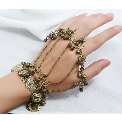 Hollow Back Chain Bracelet for Women Girls Fingerless Gloves Lolita Anime Halloween Cosplay Costumes Steampunk Accessories